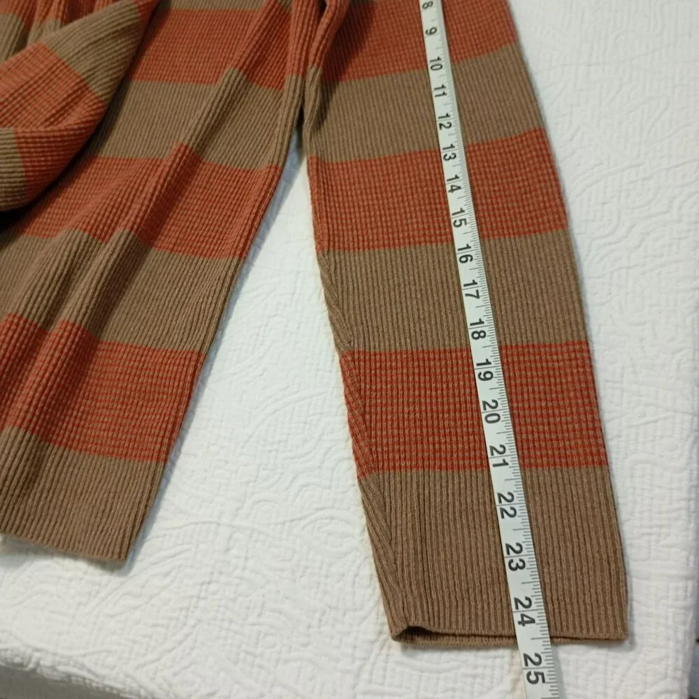 Banana Republic Sweater Mens Striped L Brown & Red 100% Cotton Crewneck
